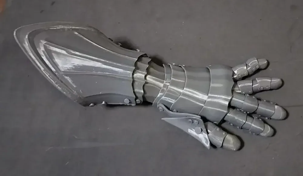 Guantes con armadura de placas 100% impresos en 3D, modelo de ensamblaje, altamente flexibles, con múltiples piezas de tamaño intercambiables, vista 2