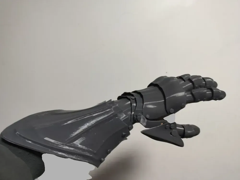 Guantes con armadura de placas 100% impresos en 3D, modelo de ensamblaje, altamente flexibles, con múltiples piezas de tamaño intercambiables, vista 3