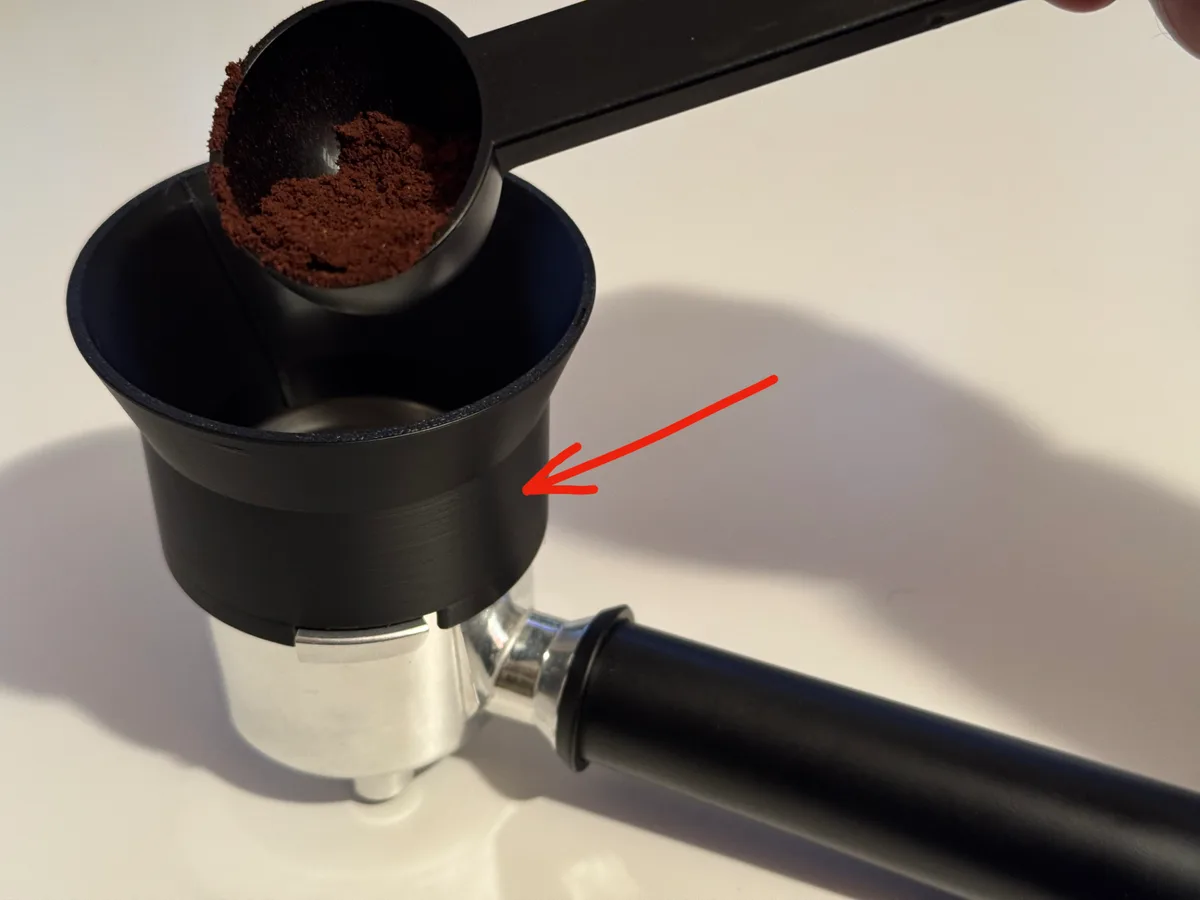 Embudo de café en polvo para portafiltro Delonghi V2 para impresión 3D, vista 1