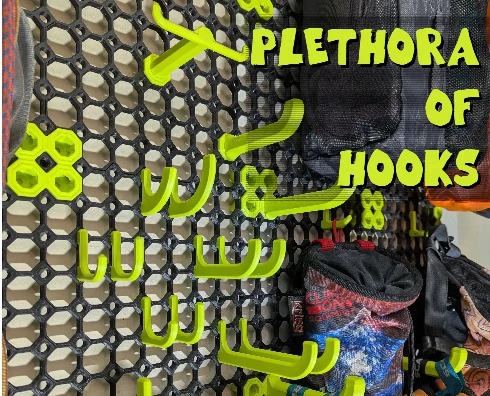 Una gran cantidad de ganchos para múltiples placas para impresión 3D, vista 1