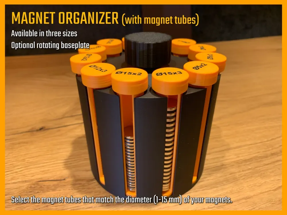 Organizador magnético (con tubos magnéticos) para impresión 3D, vista 1
