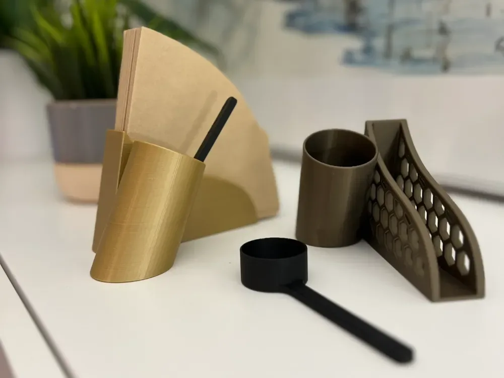 Portafiltro de café y pala de café para impresión 3D, vista 1