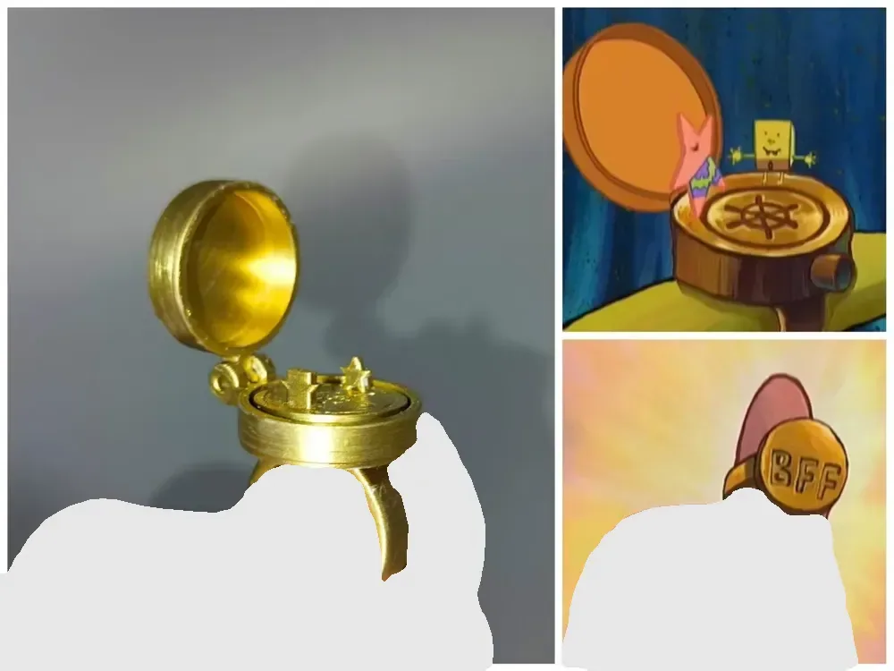 Anillo Bob Esponja BFF (Best Friends Forever), que se puede abrir y girar, vista 1