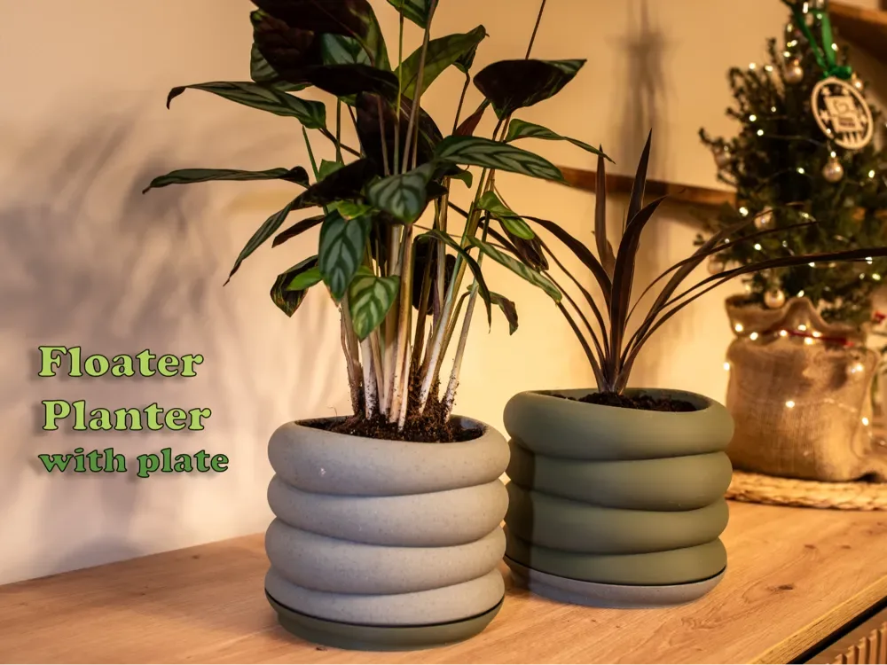 Jardinera flotante con plato para impresión 3D, vista 1