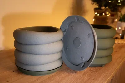 Jardinera flotante con plato para impresión 3D, vista 3